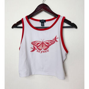 Justify Be Free Butterfly Baby Tee Tank Top Size Med Y2K Fairycore Indie Grunge